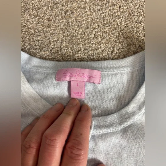 Lilly Pulitzer Little Girl’s Pale Blue Peplum Button Up Cardigan Cotton Flower L - Picture 3 of 6